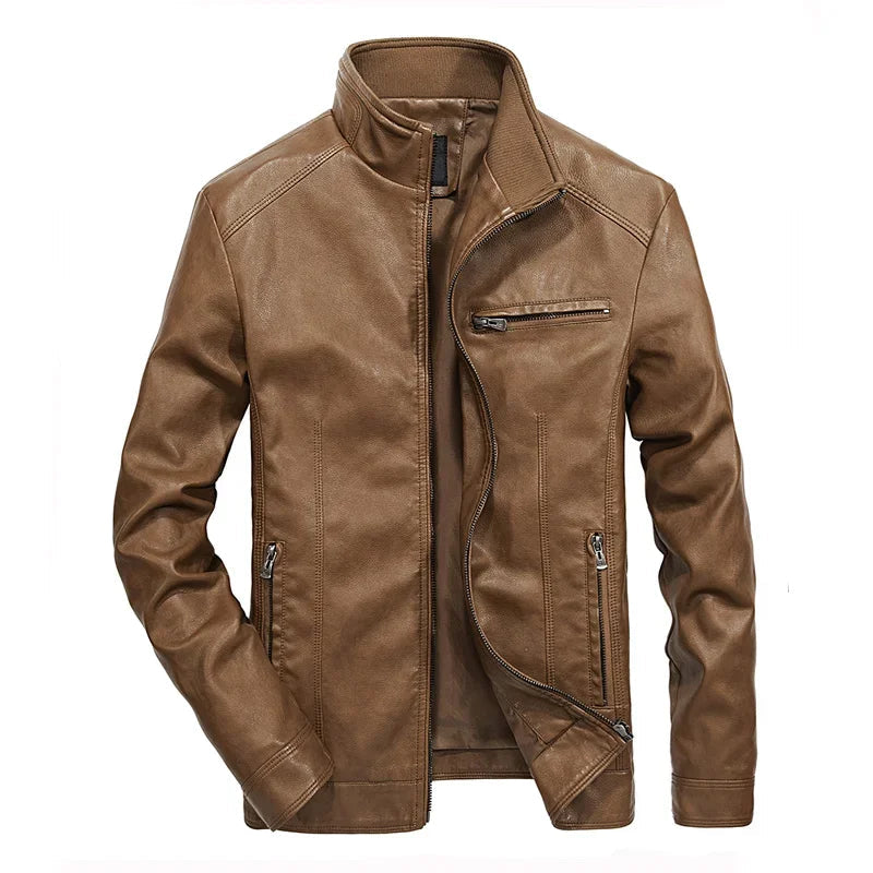 Jaqueta Masculina De Inverno Motoqueiro Gola Em Pé - Promoção de Inverno 2025