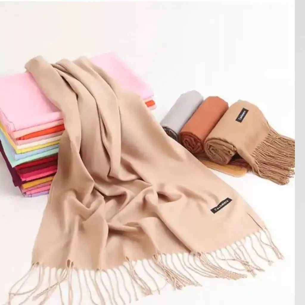 Cachecol Pashmina Unissex com Franjas em Poliéster 230g