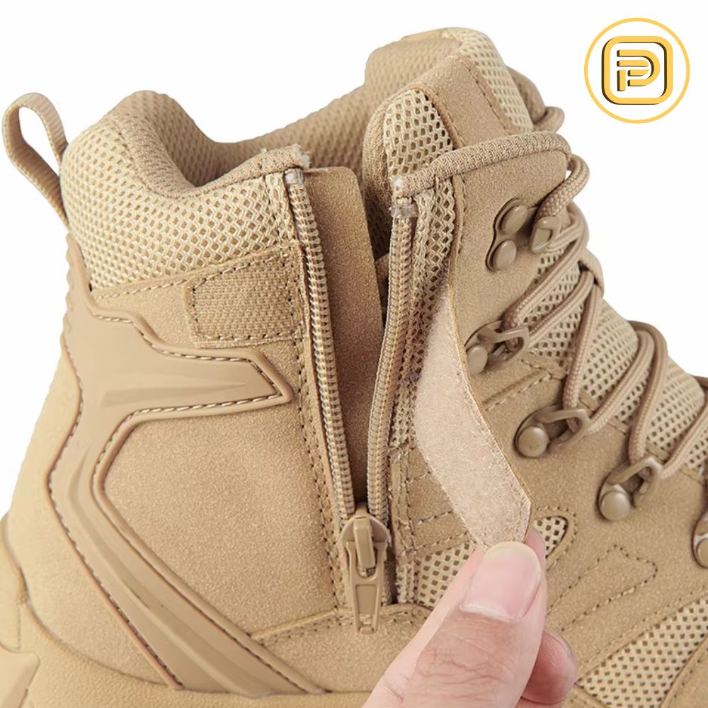 Kit Bota Tática Militar Volmar Masculina em Couro Legítimo e Nylon + BRINDES: Cinto, Carteira e Relógio Tático